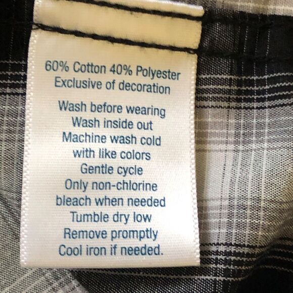 Urban Pipeline Shirt Mens L Button Up Gray Black Plaid Western Cowboy Roll-Tab - Picture 7 of 8